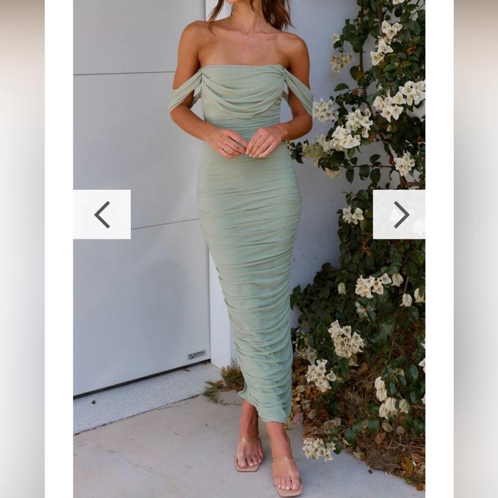 Billy J Strapless Off the Shoulder Mint Green Dress